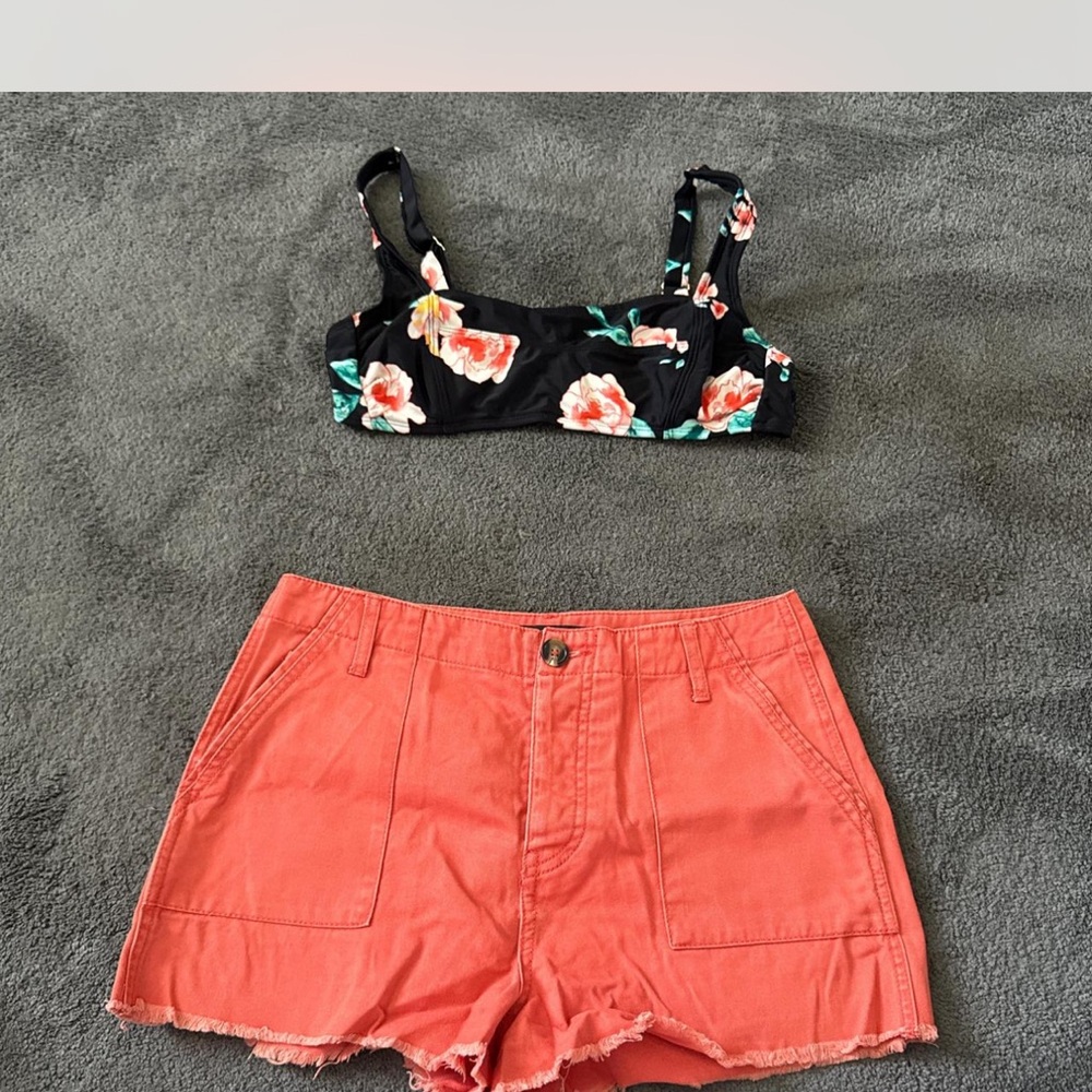 Forever 21 Coral Button-Up Shorts